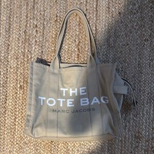 Marc Jacobs Tan Tote Bag with White Lettering